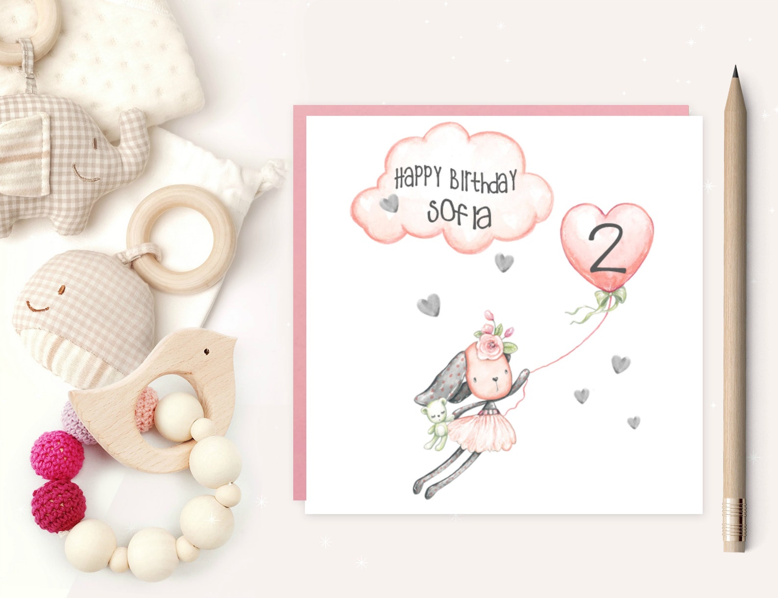 Bunny Birthday Card Personalised Birthday Card Rabbit | Etsy