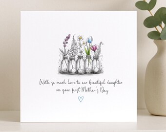 Personalised Floral Card for Mother's Day, Celebrating all Mums on Mothering Sunday, Happy 1st Mother's Day