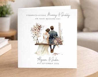 Personalised Wedding Card to Parents - Custom Marriage Congratulations for Mummy & Daddy - Happy Couple card for Mum and Dad