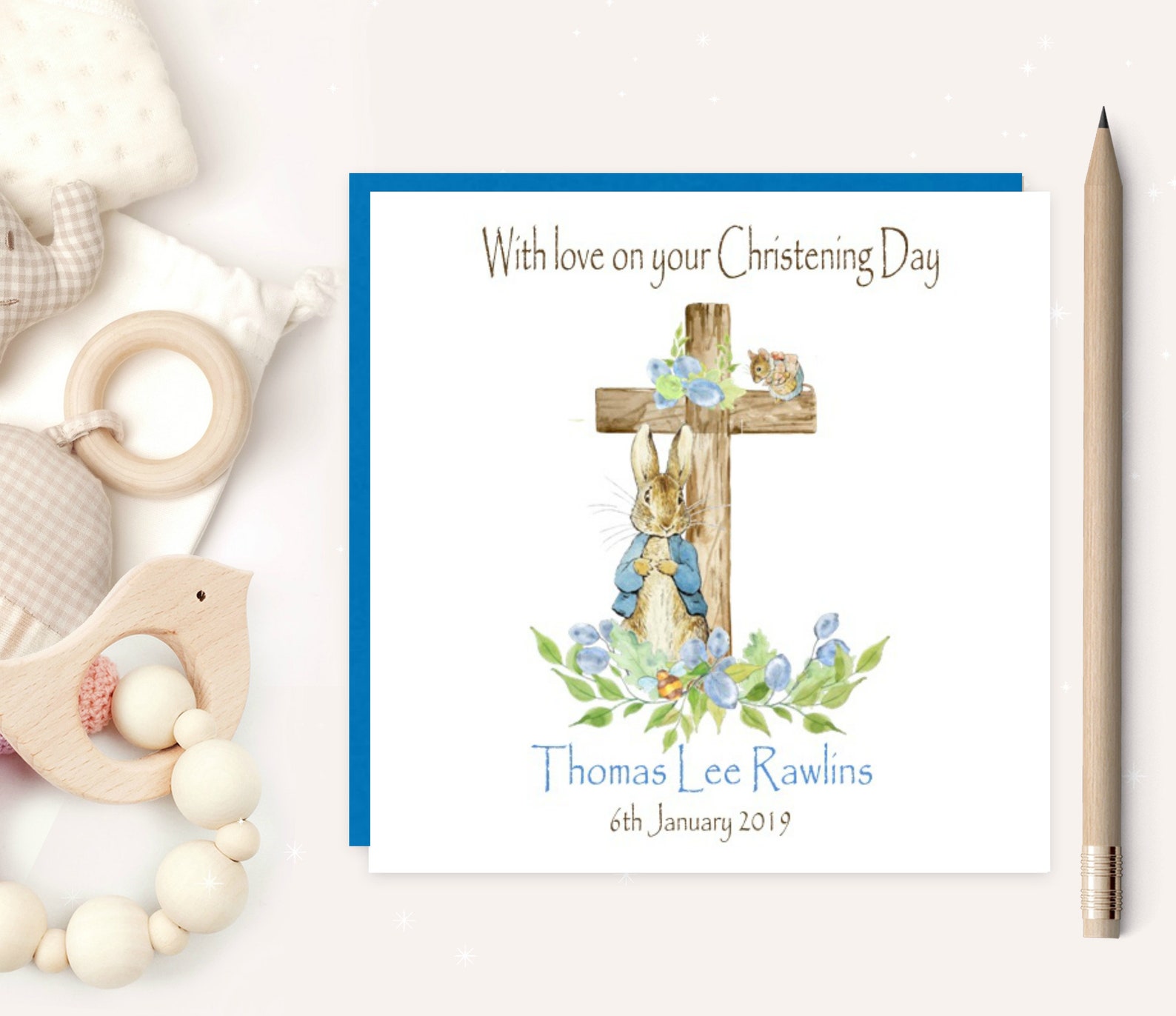 Peter Rabbit Christening Card Baptism Card Christening Etsy
