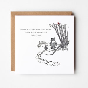 Winnie the Pooh Sympathy Card, Robin, Bereavement Card, Winnie the Pooh Scene, Those we love don&#39;t go away, With Sympathy, Condolences, Loss