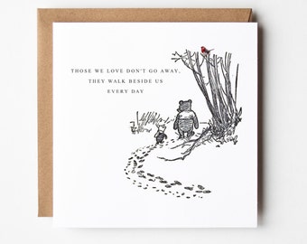 Winnie the Pooh Sympathy Card, Robin, Bereavement Card, Winnie the Pooh Scene, Those we love don't go away, With Sympathy, Condolences, Loss