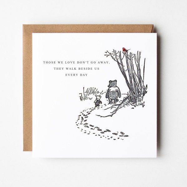 Tarjeta de pésame de Winnie the Pooh, Robin, Tarjeta de duelo, Escena de Winnie the Pooh, Aquellos a quienes amamos no se van, Con pésame, Condolencias, Pérdida