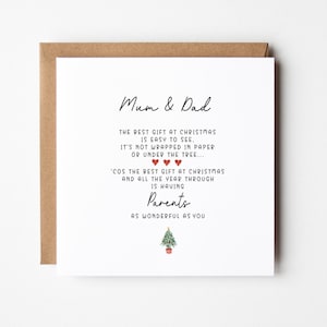 The Best Gift at Christmas, Mum and Dad, Parents, Christmas Card, Mummy and Daddy, Christmas Poem, Gift at Christmas, Mom, Pops