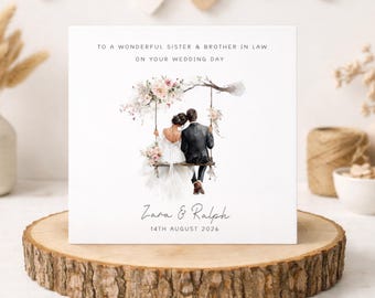 Sister and Brother in Law Personalised Wedding Card - Brother and Sister-in-law Keepsake Gift - Customised Congratulations Card for Sibling
