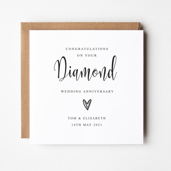 Diamond Wedding Anniversary Card, 60 Years Married, Diamond Wedding Card, Personalised Card, Anniversary Card, 60 years