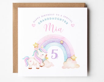 Any Age Pastel Unicorn Rainbow, Daughter, Granddaughter, Niece, Birthday Girl, Sister, Any Age, Cute Unicorn, Personalised