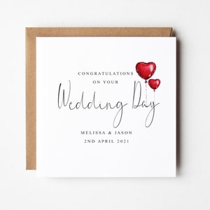 Wedding Card, Personalised Wedding Day Card, Happy Couple, Congratulations, On Your Wedding Day, Wed