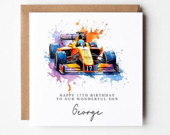 Personalised Racing Car Card, Racing, Formula One, Birthday Card for Him, Hobby, Sublimation Card, For Her, Driving Test, Racing Driver