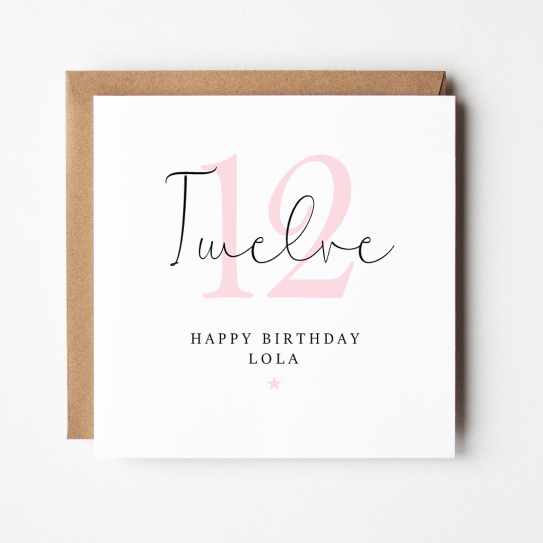 12th Birthday Card, Preteenager, Tween Birthday Card, 12th, Twelve, 12