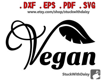 Vegan Leaf Vegetarian digital descarga digital vector cricut cameo retrato dxf eps pdf svg corte silueta de archivo