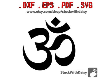 Mantra hindú Om Aum, descarga digital, vector, Cricut, Cameo, retrato, DXF, EPS, PDF, SVG, archivo de corte, silueta