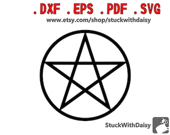 Pentacle wiccan pagano digital descarga digital vector cricut cameo retrato dxf eps pdf svg corte silueta de archivo