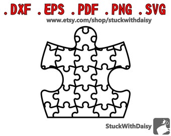Puzzle rompecabezas pieza jigsaw digital descarga digital cricut cameo dxf eps pdf svg cortar silueta de archivo autismo autista