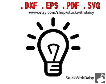 2 bombillas digitales, descarga vectorial, Cricut, Cameo, retrato, DXF, EPS, PDF, SVG, archivo de corte, silueta, idea brillante, gran idea, paquete doble