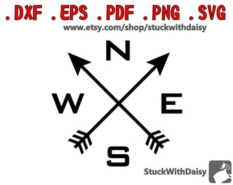 NESW Crossed Arrows Compass bundle descarga digital vector cricut cameo retrato dxf eps pdf png svg Camiseta archivo de corte Noreste Suroeste