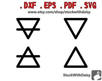 Tierra Air Fire Agua digital descarga digital vector cricut cameo dxf eps pdf svg símbolos de archivo de corte cuatro elementos griego