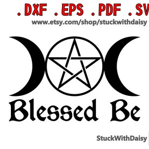 Blessed Be Broken Star Triple Moon Pentacle Lunar Goddess digital download vector cricut cameo dxf eps pdf svg cut file silhouette Wicca