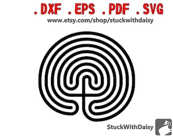 Descarga digital del circuito de laberinto de 7 barras, vector, cricut, cameo, retrato, dxf, eps, pdf, svg, archivo de corte, silueta, meditación, totalidad, laberinto circular