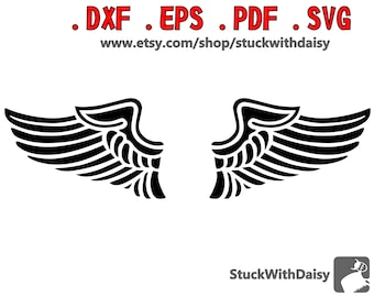 Angel Wings digital descarga vectorial cricut cameo retrato dxf eps pdf svg corte silueta de archivo