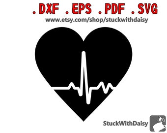 Heart Lifeline línea de vida digital descarga vectorial cricut cameo portrait dxf eps pdf svg svg cut file silhouette pulse heartbeat