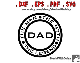 Papá El hombre el mito La leyenda digital descarga vector cricut cameo retrato dxf eps pdf svg cut archivo para T Shirt Fathers Day o cumpleaños