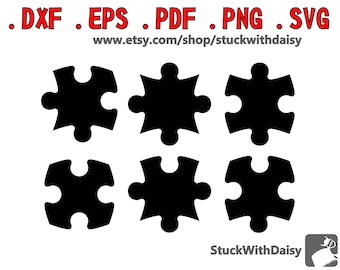 Puzzle rompecabezas entrelazados piezas de descarga digital vector cricut cameo dxf eps pdf svg cortar silueta de archivo autismo