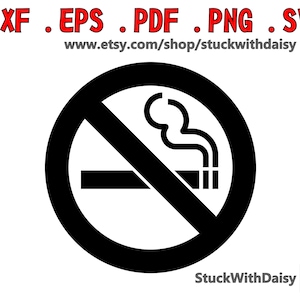 May include: Black and white no smoking sign with a circle and a diagonal line through a cigarette with smoke. The text "StuckWithDaisy" is below the sign.