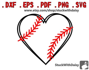 3 x Baseball Twin Heart digital descarga vector cricut cameo retrato dxf eps pdf png svg camiseta corte archivo de béisbol mamá