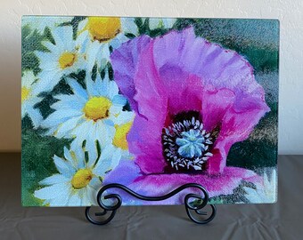 Cutting Board - Pink Poppy & Daisies