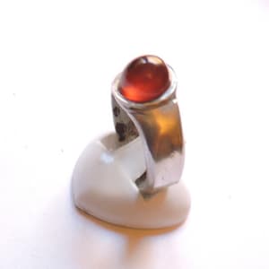 Garnet solitaire ring, pretty natural stone, handmade jewelry, unique jewelry, fine stone ring, unique ring.