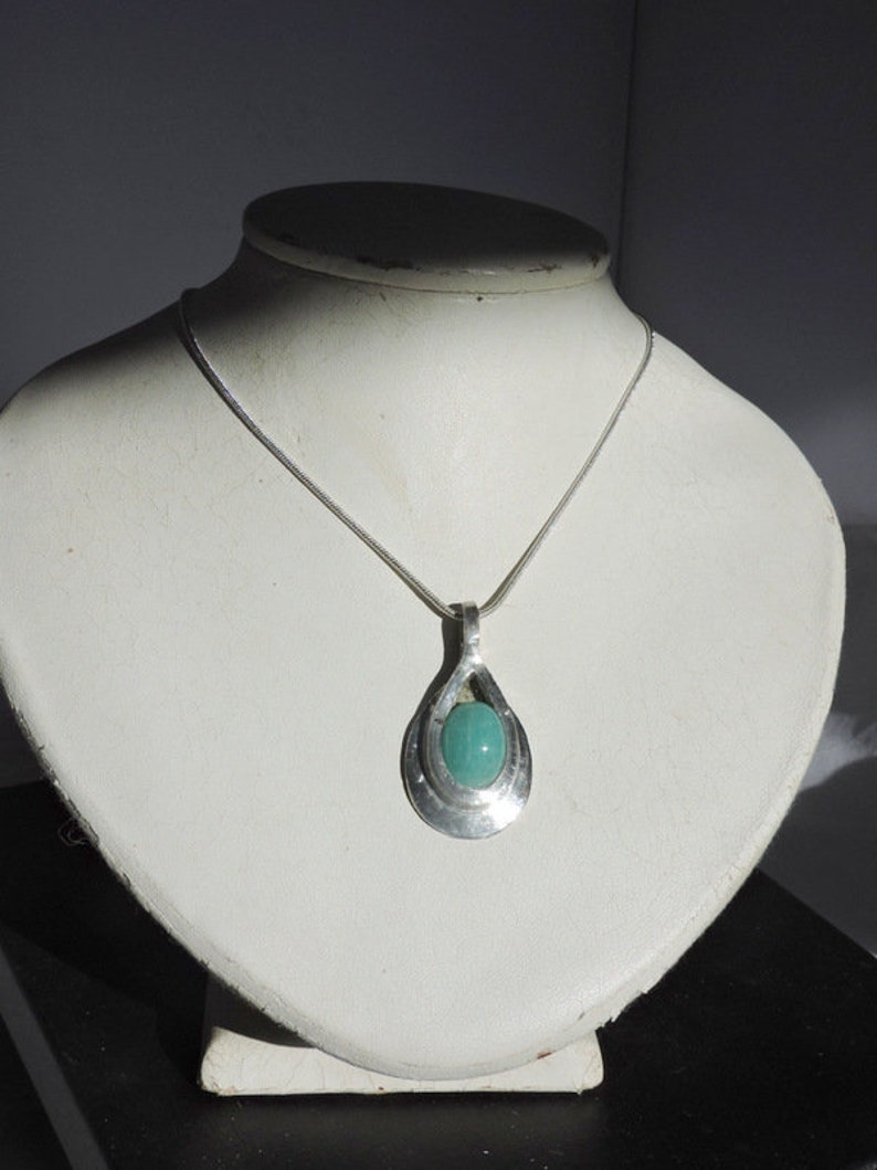 blue jewelry Amazonite necklace neck natural stone jewelry artisan fine stone designer tin and silver setting