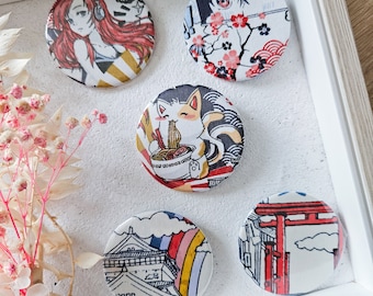 Badges et magnets inspiration japonaise