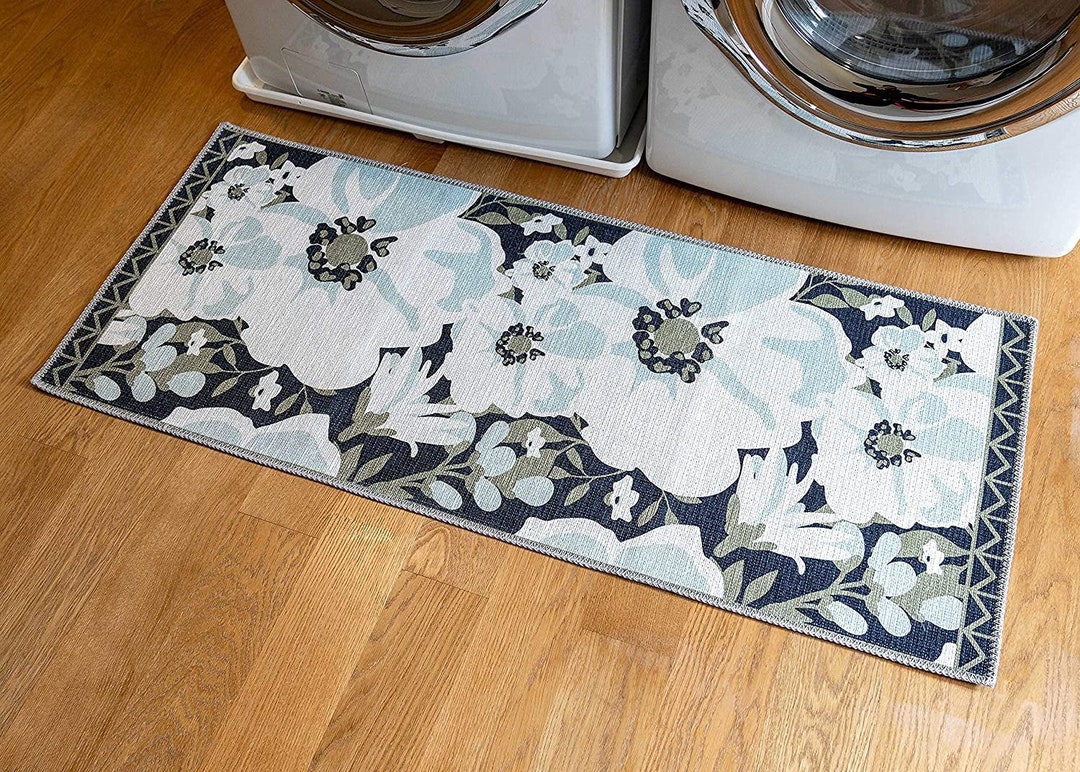 FLOR Soft Woven Rugs, 24x56 Laundry Room Rug, Funny Non Skid Rubber