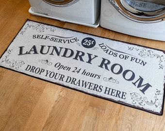 Soft Woven 24x56 Laundry Room Rug 85% Cotton Funny Non Skid Laundry Mats  Machine Washable Runner Nope 