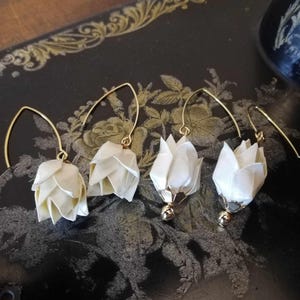 origami lotus flower earrings, wedding jewelry, origami paper flower