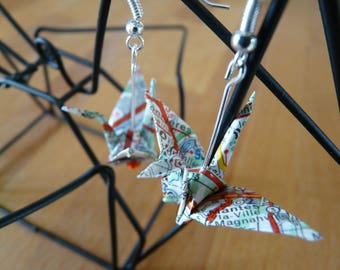 Boucles d'oreilles grues en origami