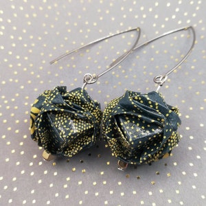 Earrings origami paper balls, balls origami jewelry
