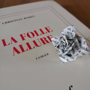 Anello origami rosa letterario, anello origami di carta per libri, carta per libri rosa