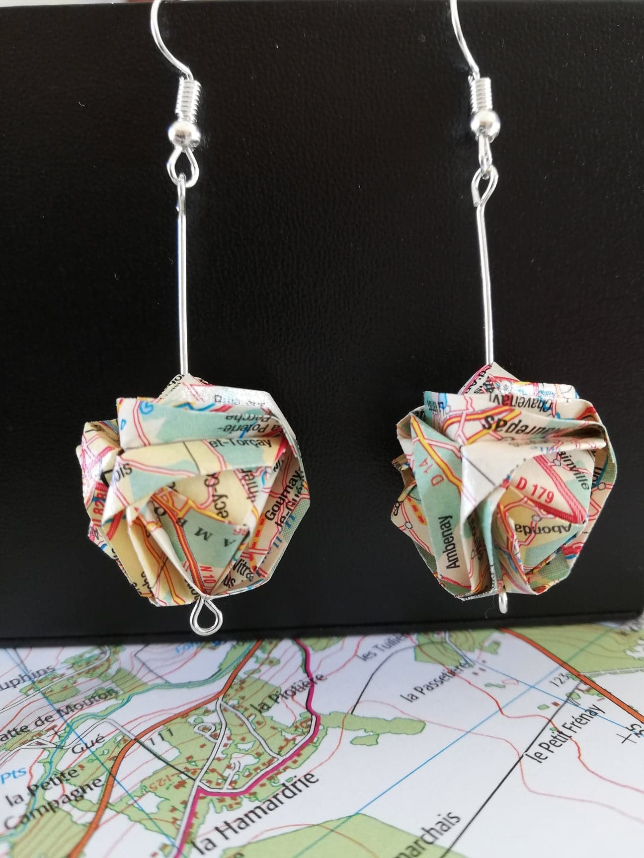Origami Paper Balls, Map Paper Balls, Map Jewelry, Recycled Paper ...