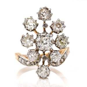 Antique Belle Époque 3.00 ct old mine cut diamond tiara ring, made in France circa 1900