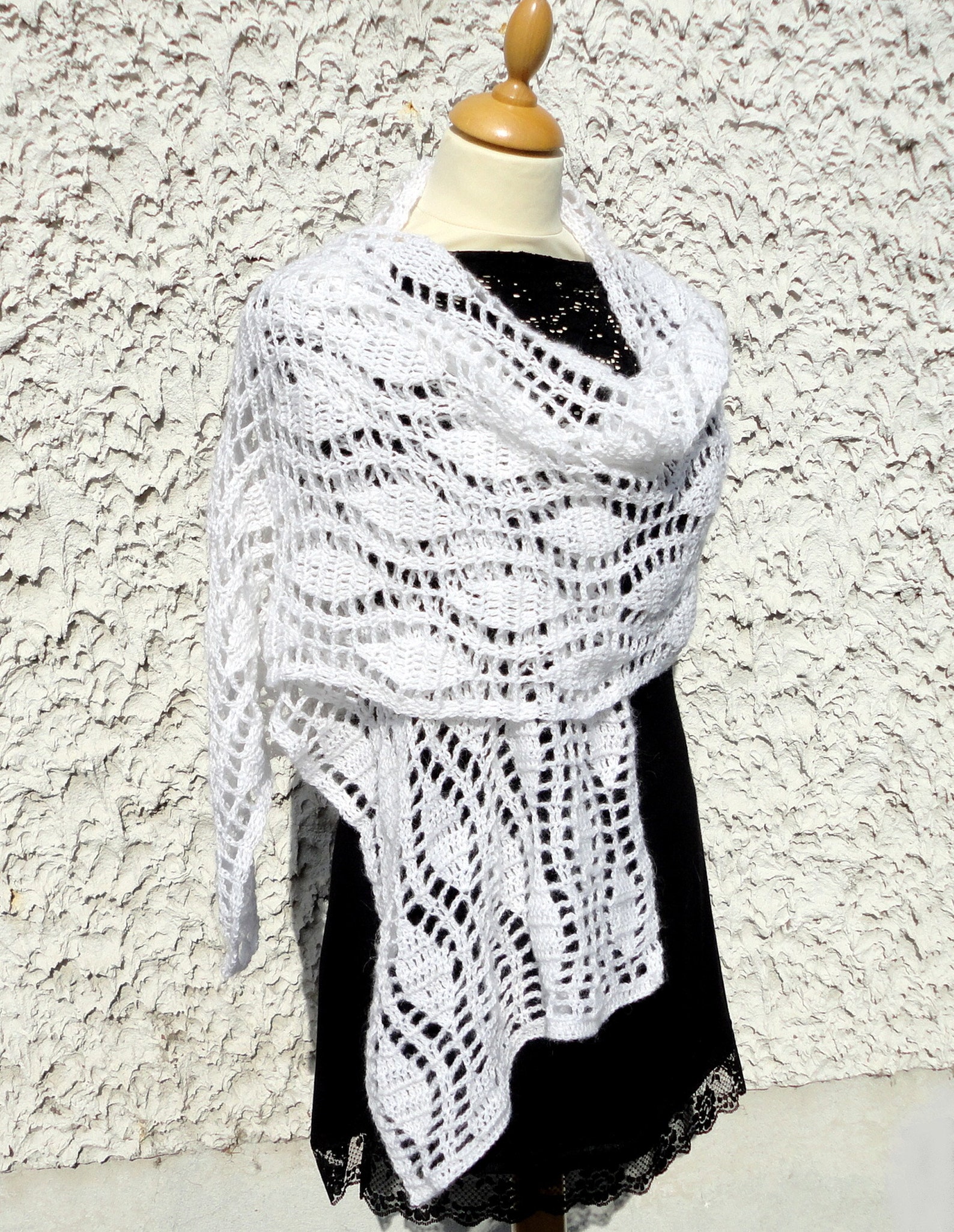 Étole De Mariage En Dentelle Blanche - Fait Main, Motif Floral, Neuf Avec étiquettes