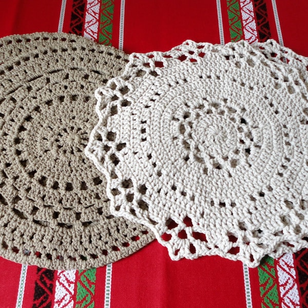 2 set de tables napperons centres de table en coton macramé