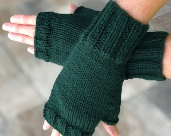 Fingerless knitted gloves. Ivy green gloves. Knitted mittens. Green mittens. Green gloves. New mommy.gift for her. Teen gift. Free shipping.