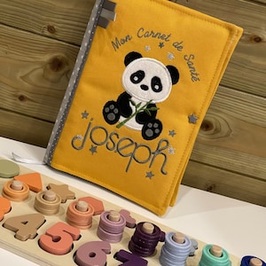 Protects health book, customizable, first name, panda model, fleece, main color editable, personalized handmade model image 1