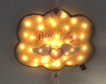 Lamp, LED nightlight, "little angel" cloud, first name and color of choice, customization according to request