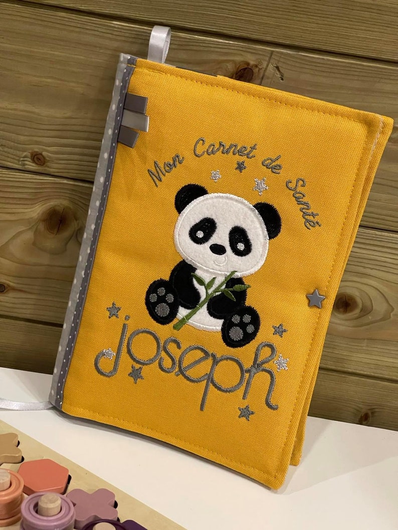 Protects health book, customizable, first name, panda model, fleece, main color editable, personalized handmade model image 2