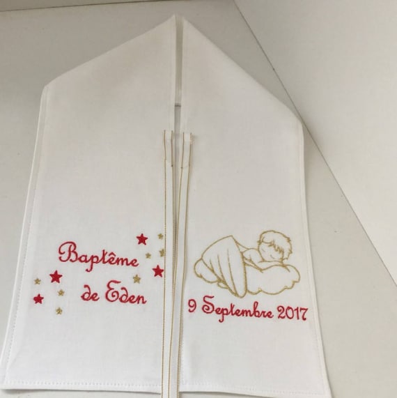 Écharpe De Baptême Blanche Ghimi - Dimensions 25x100 Cm, 100% Coton, Neuve Avec étiquette