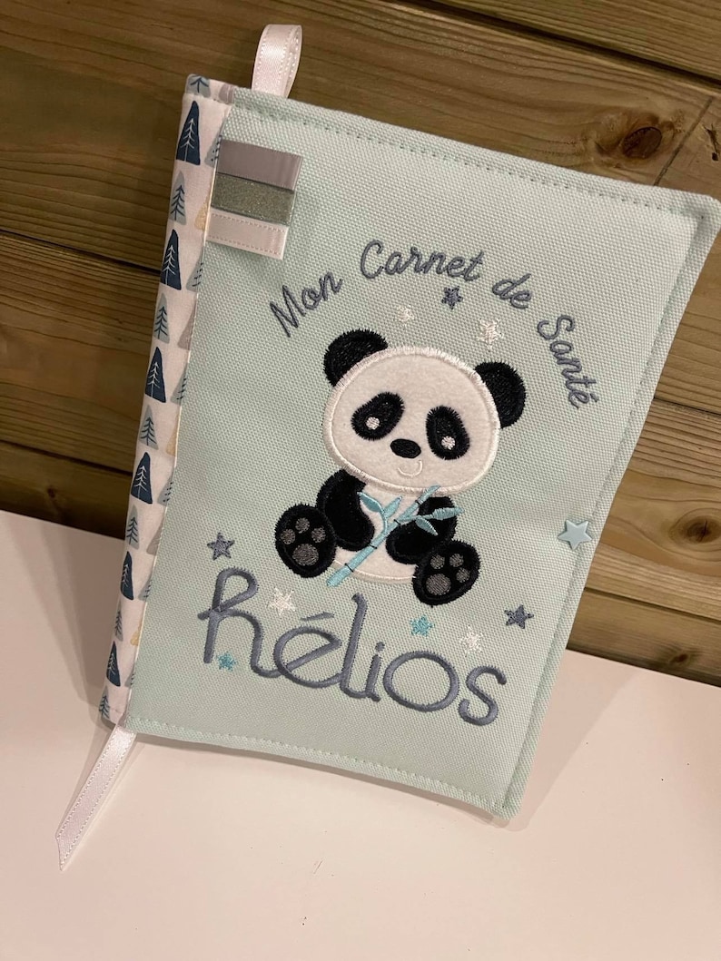 Protects health book, customizable, first name, panda model, fleece, main color editable, personalized handmade model image 5