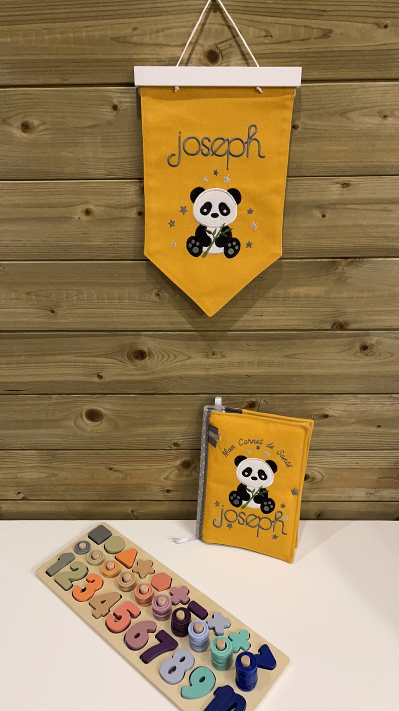 Protects health book, customizable, first name, panda model, fleece, main color editable, personalized handmade model image 3